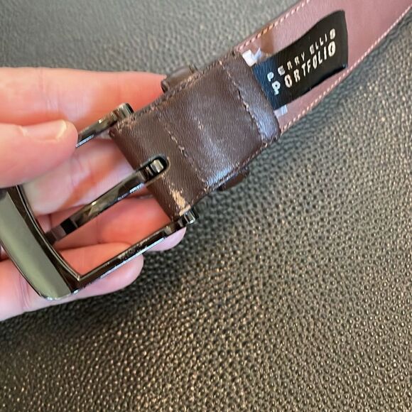 Perry Ellis portfolio brown Leather belt size 44 - Picture 2 of 8